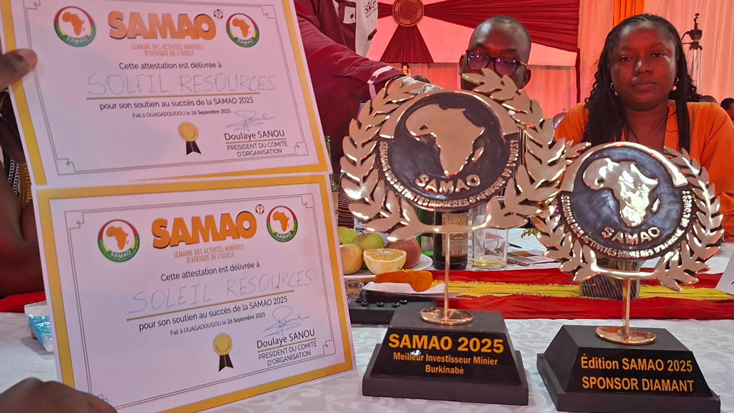 Meilleur Investisseur Minier Burkinabè & Sponsor Diamant — SAMAO 2025